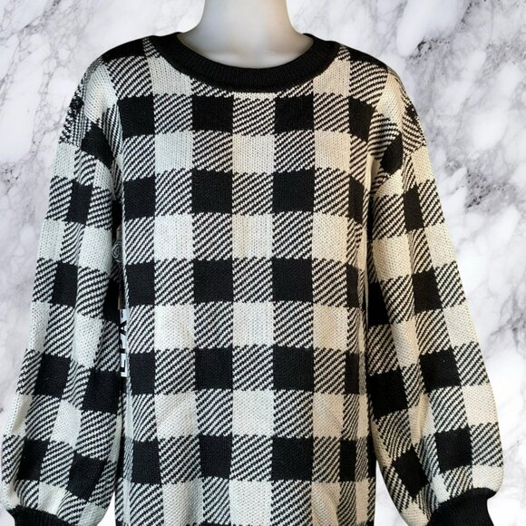 LPA Floyd Sweater Dress Black & Ivory Check - Picture 7 of 11